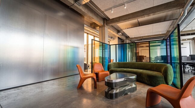 Modern Office Lounge Interior with Contemporary Furniture