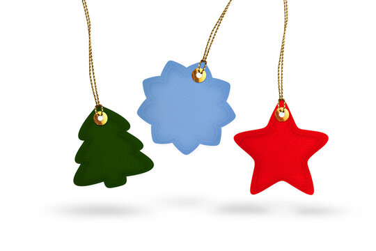 Blank Christmas Gift Tags with Tree Snowflake and Star Shapes Cutout