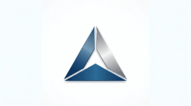 Abstract geometric triangle logo with metallic blue gradient