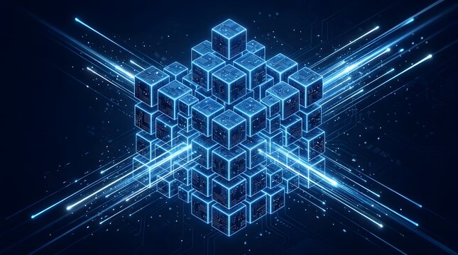 Blue Cube Technology 3D Grid Background