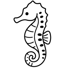 Cute Seahorse Coloring Page Illustration for Kids and Toddler Activity Book © ILovePhoto_TH