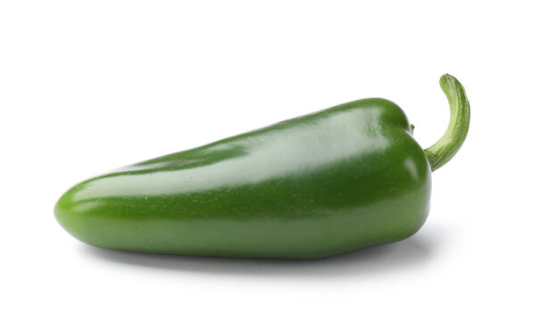 One green jalapeno pepper isolated on white
