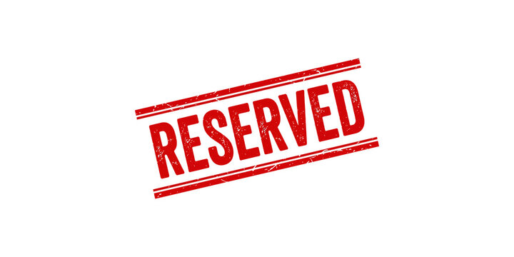 Red reserved rubber stamp with parallel lines and distressed texture for restaurant bookings and VIP area seating.