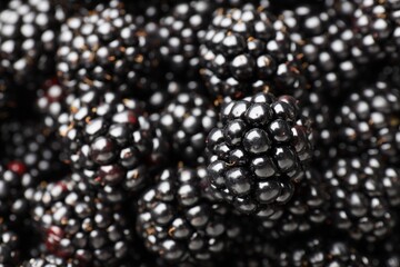Heap of ripe tasty blackberries as background, closeup © New Africa