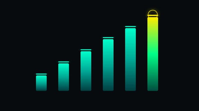 Animated growing bar graph on dark background