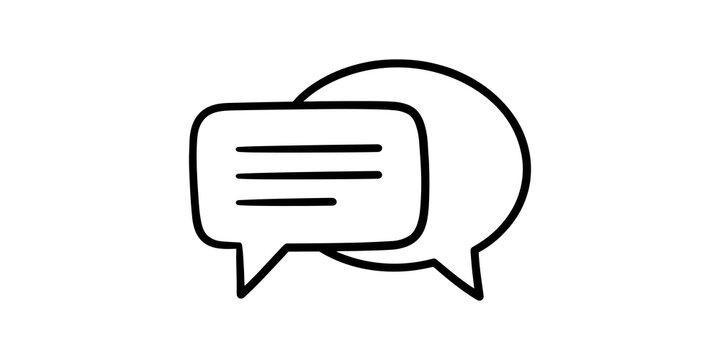 Hand drawn line art speech bubbles overlapping with text lines for creative blogging and storytelling projects.