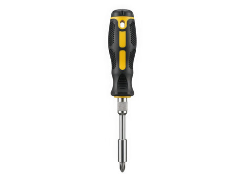 yellow and black phillips head screwdriver hand tool isolated on transparent background