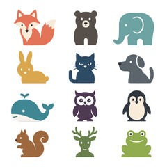 Obraz premium Vector-based animal icon set collection on a white background