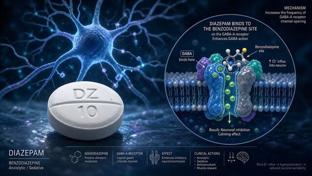 Atorvastatin medication pills featuring a microscopic graphic of enzyme inhibition at hmg-coa reductase sites inside a liver cell, with liver tissue visible in the background