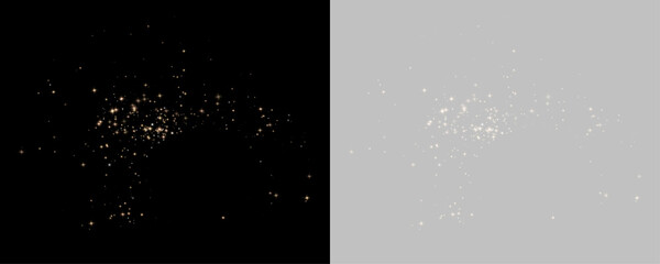 Golden magic dust PNG. Delicate bright particles float in a graceful flowing pattern. Shimmering light creates a luxurious fantasy effect. © Freesstock