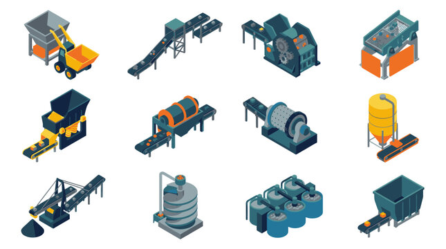 Isometric Industrial Machinery and Equipment Collection.