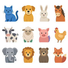 Fototapeta premium Vector-based animal icon set collection on a white background