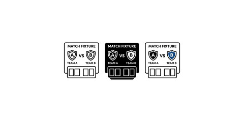 Three match fixture scoreboards for a sports event, showcasing team A versus team B competition. © Jpeg shop opened
