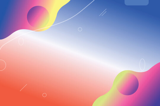 Abstract Blue Orange Fluid Wave Background with Geometric Shapes