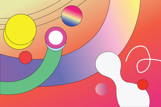 Abstract Geometric Composition with Colorful Gradients and Spheres