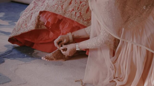 Indian Bride Detail with Henna and Traditional Jewelry