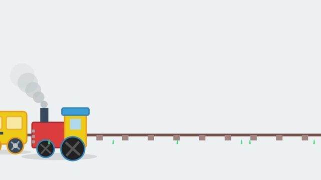 Playful Colorful Toy Train Bouncing Cheerfully on Canvas Texture Background 4K 60fps Motion Graphic