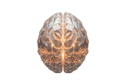 Faceted Crystal Human Brain Front View