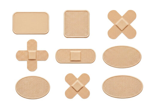 Set of various adhesive bandage shapes for first aid