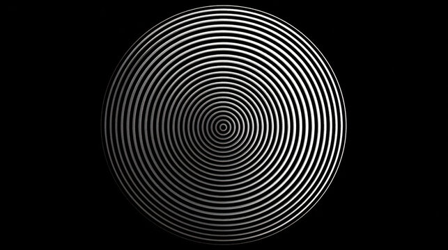 A hypnotic optical illusion of concentric circles creating a spiral effect. The black and white pattern generates a mesmerizing and disorienting visual experience AI generative