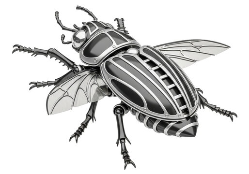 Metallic mechanical beetle insect illustration