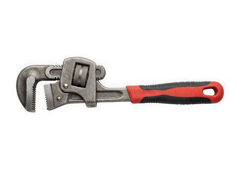 metal pipe wrench plumbing adjustable spanner hand tool isolated on transparent background