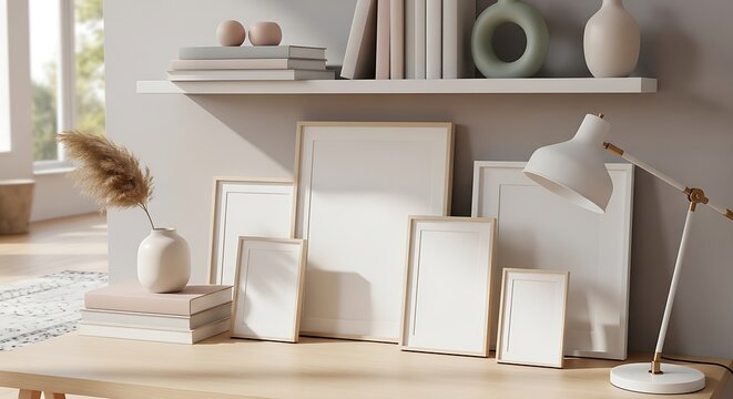 Modern shelving unit with minimalist decor