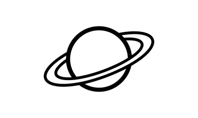 Simple black and white line art illustration of the planet saturn © Stocks Fluent
