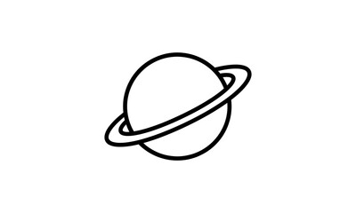 Simple line art illustration of the planet saturn with rings © Stocks Fluent