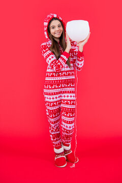 happy new year. happy teen girl with new year party balloon in studio. teen new year girl