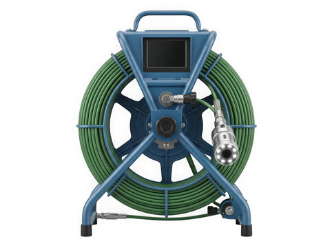fiberglass fish tape wire puller on reel electrician hand tool isolated on transparent background