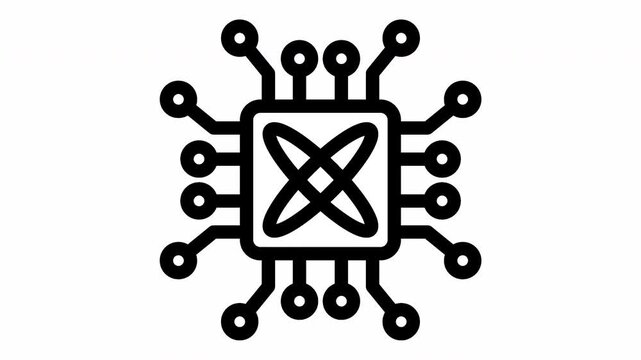artificial intelligence quantum computing video animation motion icon, representative high technology future.