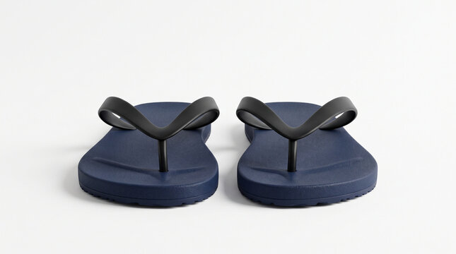 Blank Blue Flip Flops Mockup Front View on White Background for Branding