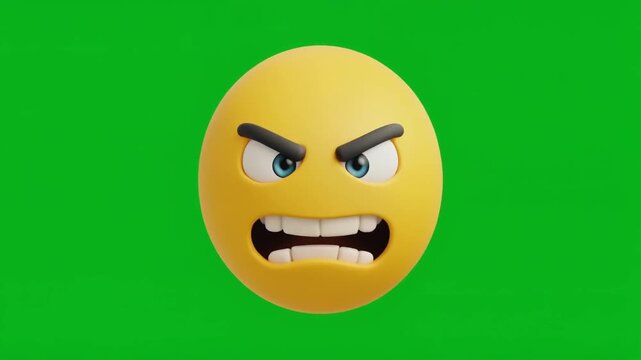 Animated angry emoji faces expressing frustration against a green screen background with cinematic motion and subtle zoom