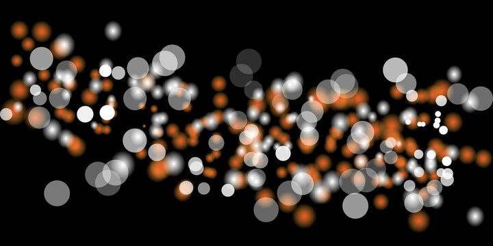 Glittering Bokeh Light Effect Overlay - Abstract Orange and White Floating Particles Background. Editable.