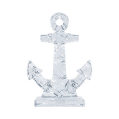 Nautical anchor crystal ice sculpture on transparent background © shuphanida