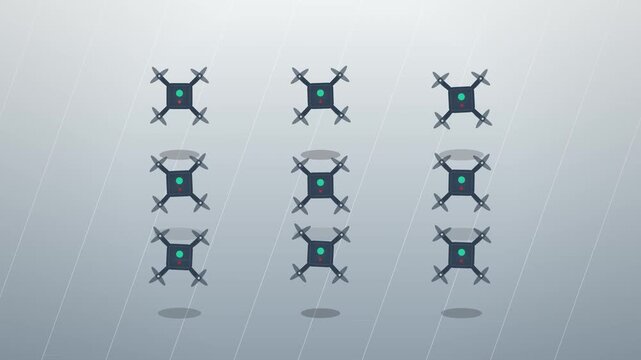 Organized Drone Swarm Armada Flying in Formation, 4K Resolution at 60fps, 16:9 Aspect Ratio