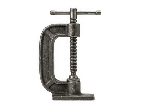 heavy duty metal c clamp carpentry holding fixture hand tool isolated on transparent background