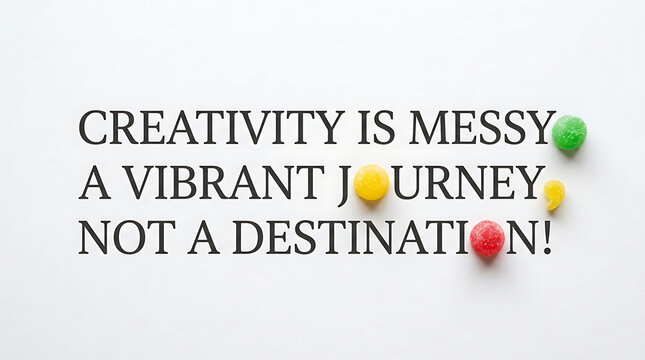 Inspirational Quote About Creativity Featuring Vibrant Gumdrops and Text