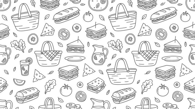 Hand-drawn picnic pattern