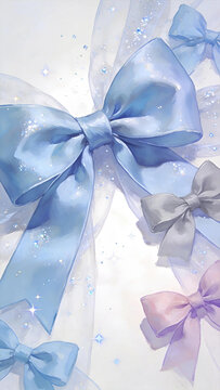 Star glitter tulle bow decor, pale clean base, product mockup photo E-commerce marketing poster Background shooting scene