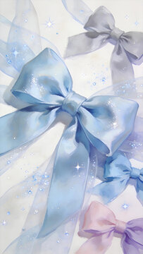 Star glitter tulle bow decor, pale clean base, product mockup photo E-commerce marketing poster Background shooting scene