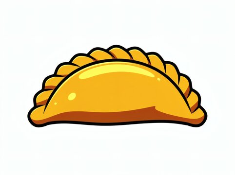 Empanada pastry filled with savory meat sits isolated on a clean white background representing traditional Latin American street food and bakery treats.