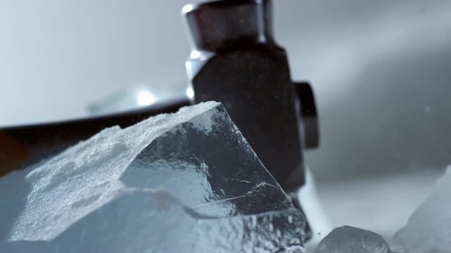 Snow and Ice Texture in a CloseUp Winter Surface with Soft Blue Light