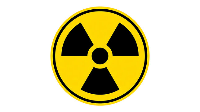 Radioactive hazard symbol icon, yellow and black radiation warning sign for safety signage.