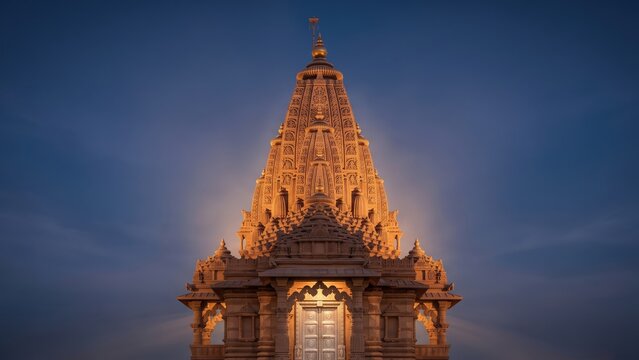Khajrana Ganesh Temple Indore Blue Hour &ndash; Illuminated Hindu Shrine