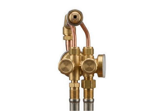 oxy acetylene cutting torch attachment brass tool isolated on transparent background