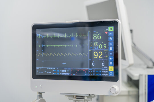 Medical monitor displaying patient vital signs during surgery