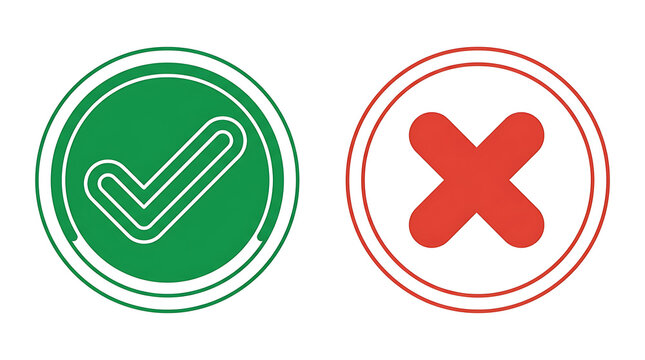 Green checkmark and red cross icons for survey choice or correct and incorrect selection.