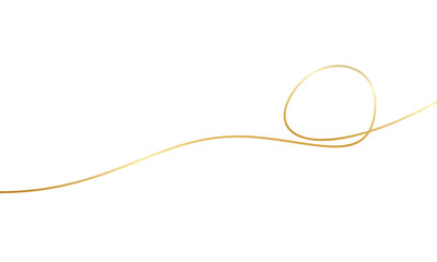 Obraz premium Delicate gold thread strand gracefully curving with soft studio light against a pure white backdrop